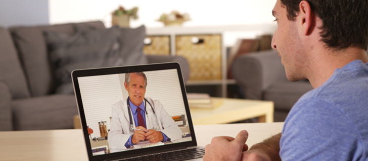 Patient talking to doctor via telehealth